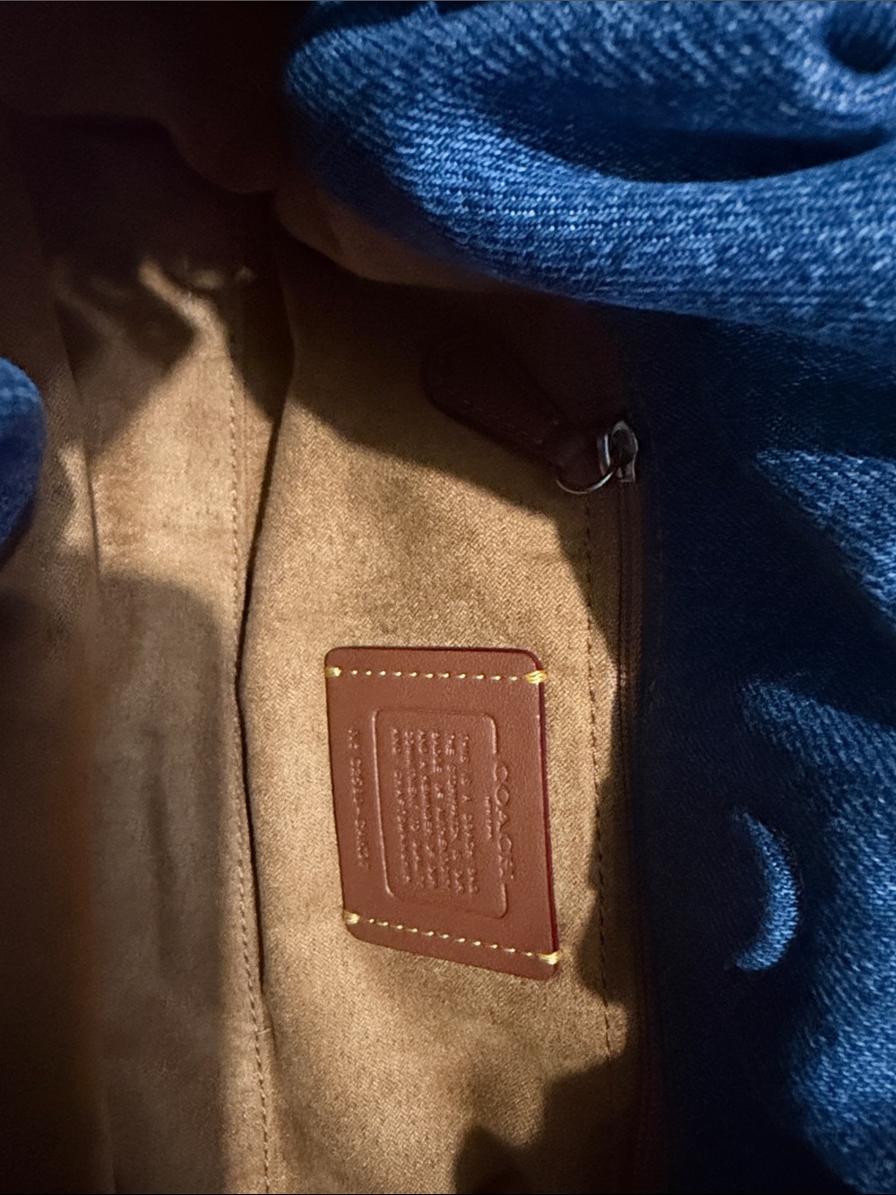 Coach Denim Ruched Crossbody in Blue with Navy Strap - Picture 8 of 8